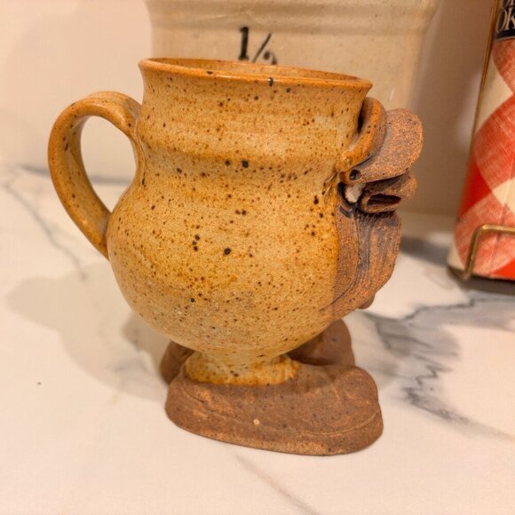 Ugly Pottery Mug Large Feet Funny Features Handcrafted Ceramic VINTAGE - Picture 8 of 9